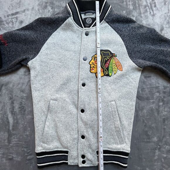 Chicago Blackhawks GIII Sports Jacket Small Hockey NHL Two Toned Gray Varsity - Picture 7 of 7